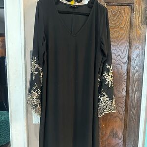 Roz & Ali Black Dress with Gold Embroidery